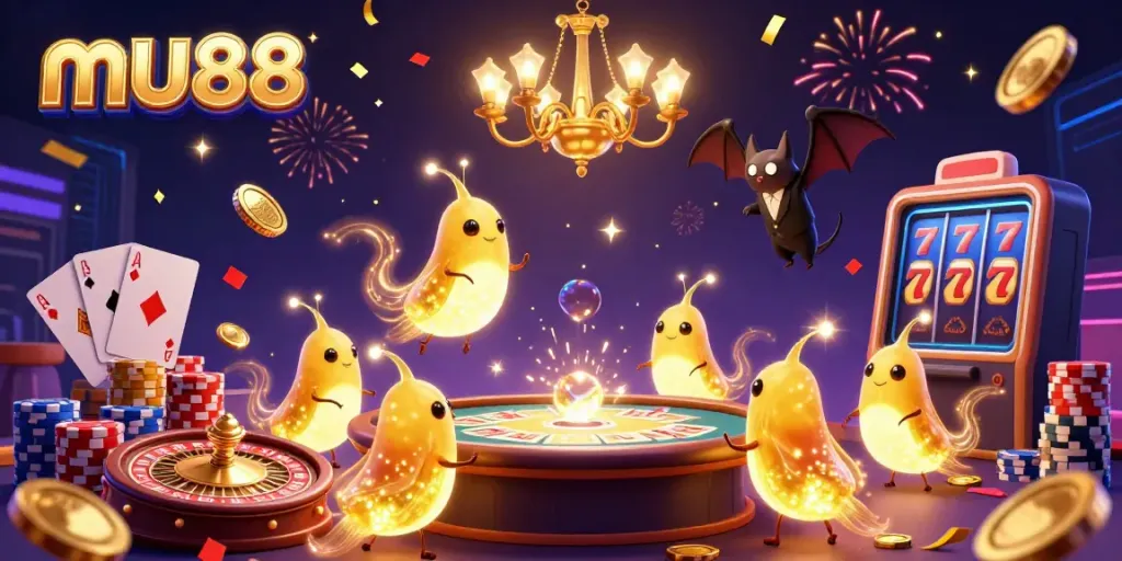 Experience the thrill of mu88 with glowworms lighting up a vibrant casino, showcasing stunning games and dynamic action.